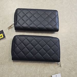 Black Quilted Zip Wallet Set